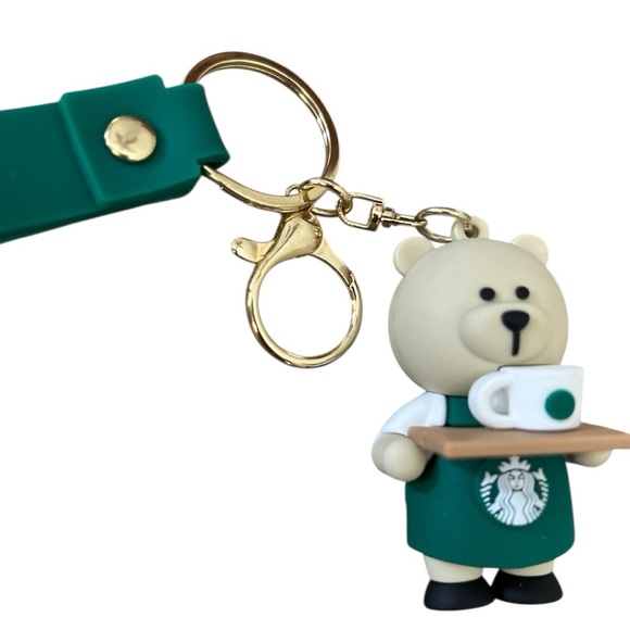 Starbucks Bearista Keychain Green Strap Coffee Lover Bag Charm 8”L - NWOT - Picture 8 of 10